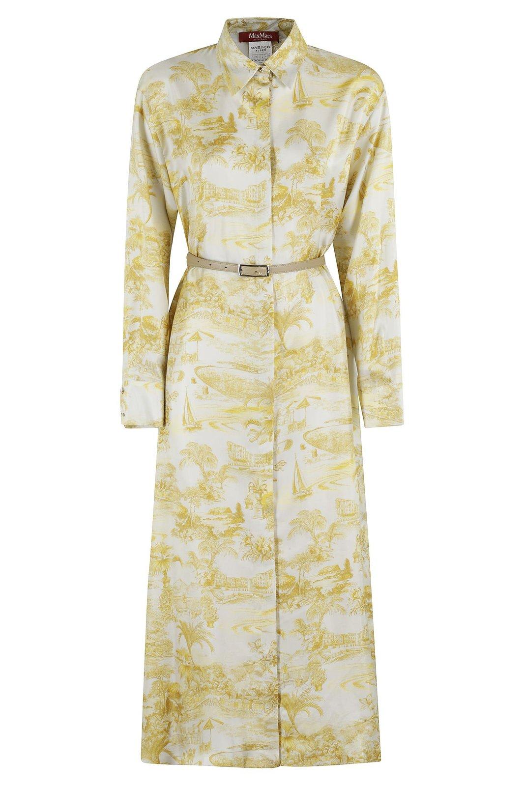 Max Mara Studio Svelto All-over Patterned Belted Dress
