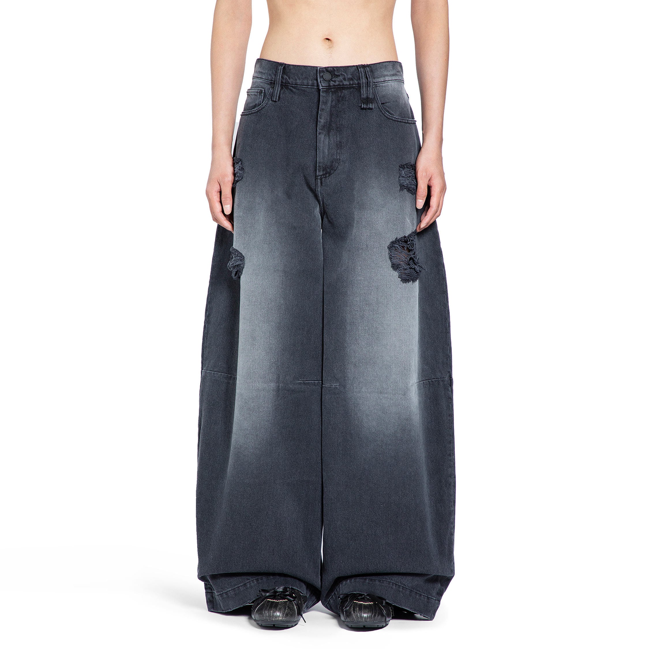 Distressed Wide Leg Puddle Jeans