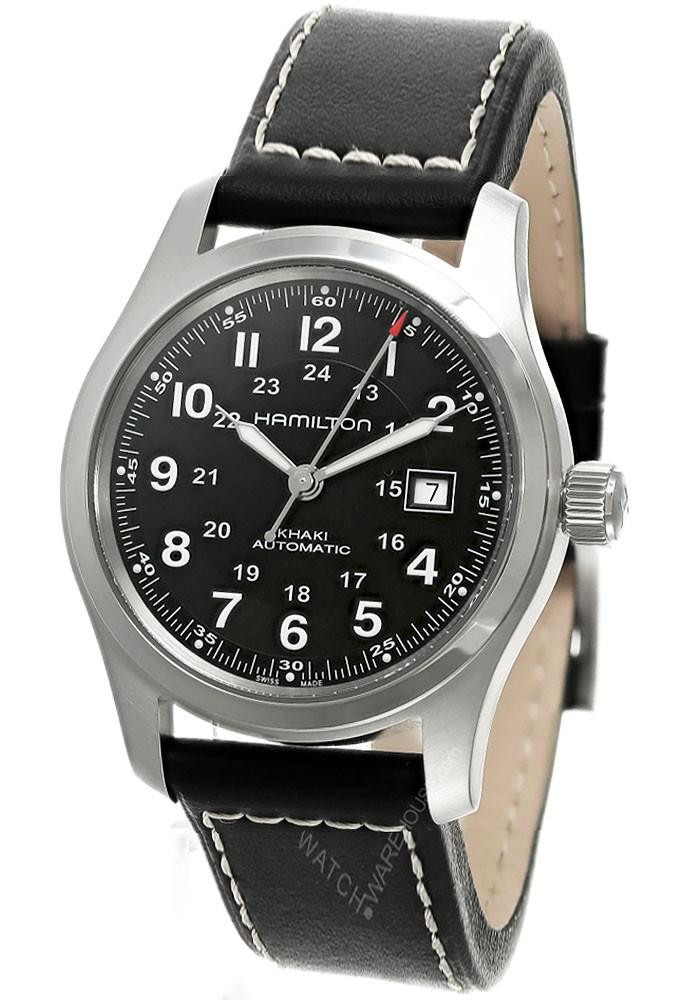 HAMILTON Khaki Field Automatic 42MM Black Dial Leather Men's Watch H70605733