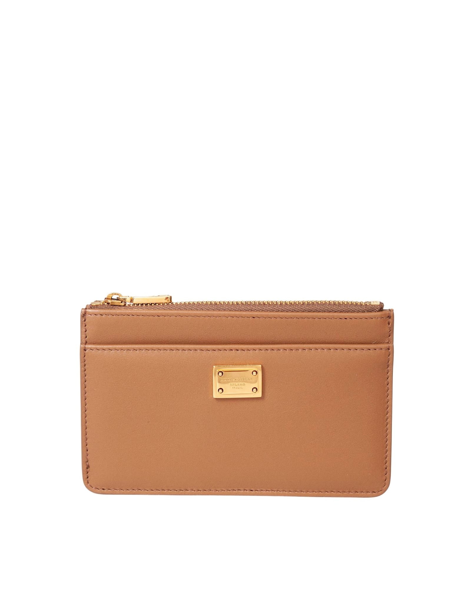 Dolce & Gabbana Caramel Color Plonge Leather Card Holder