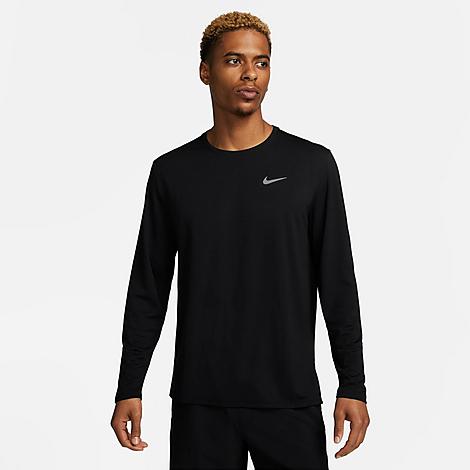 Nike Men's Miler Dri-FIT UV Long-Sleeve Running Top in Black/Reflective Silver Size: Small
