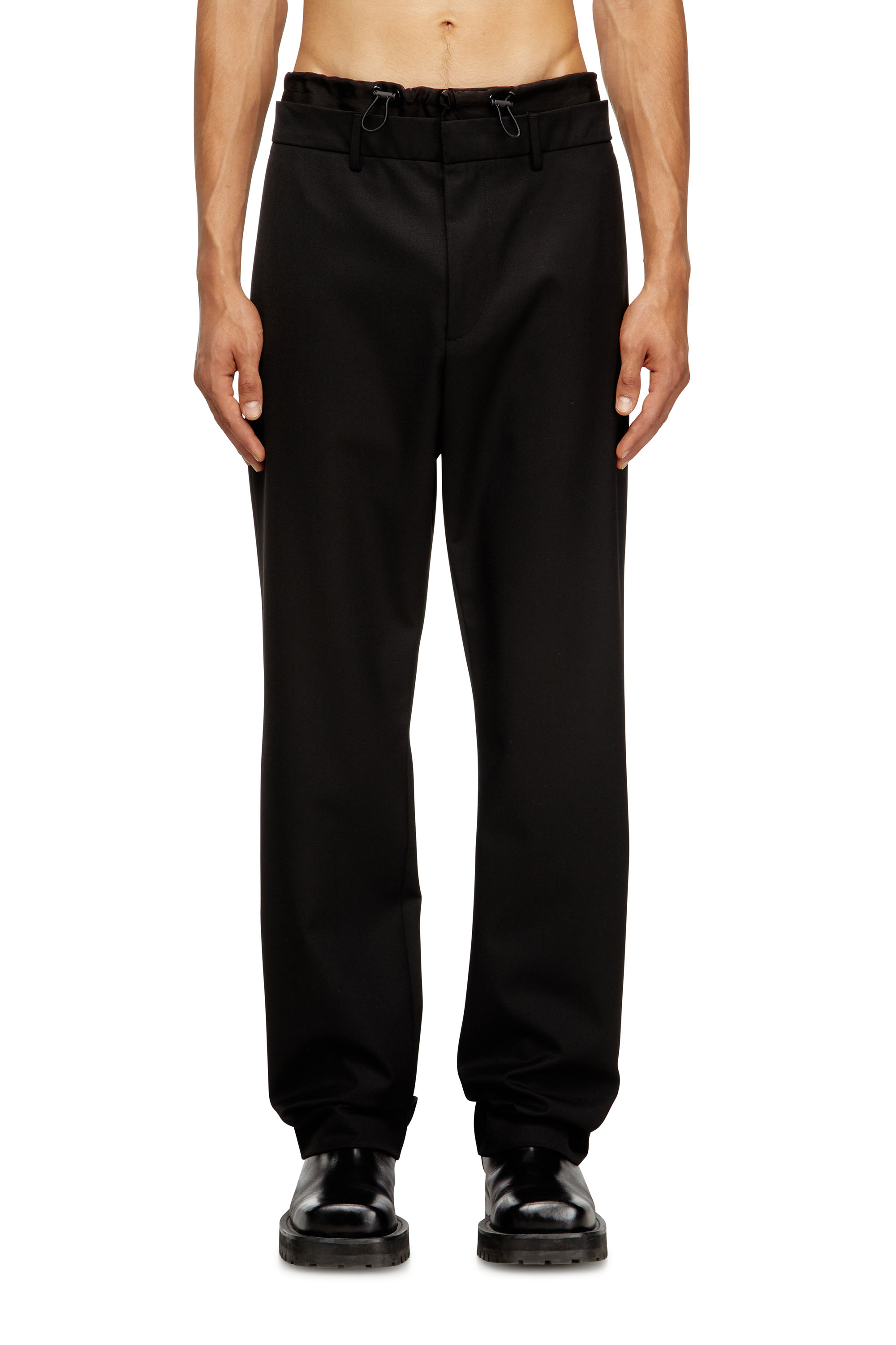 Diesel - Wool blend pants with elastic waistband - Pants - Man - Black