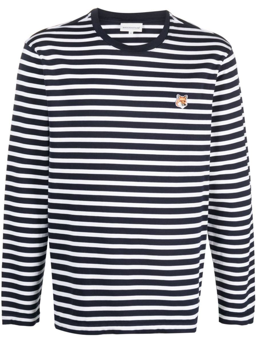 Maison Kitsuné Fox Head Patch Regular Marin T-Shirt Clothing