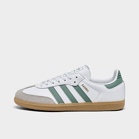 adidas Big Kids Originals Samba OG Casual Shoes in Footwear White/Silver Green/Gum 3 Size: 3.5