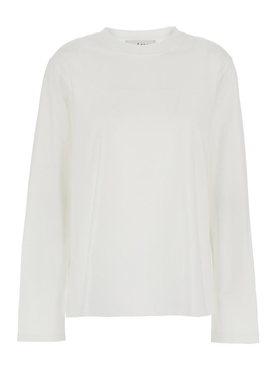White Crewneck T-Shirt With Long Sleeve In Organic Cotton Woman