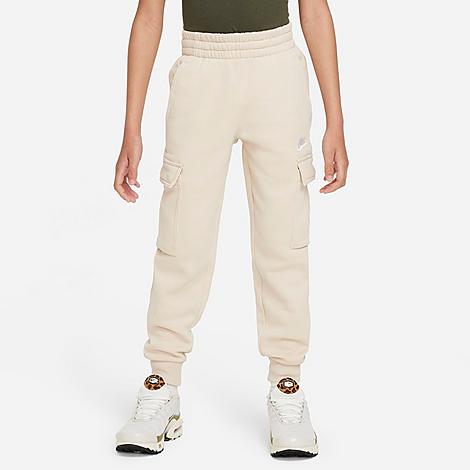 Nike Kids Sportswear Club Fleece Cargo Jogger Pants in Sanddrift/White Size: XS