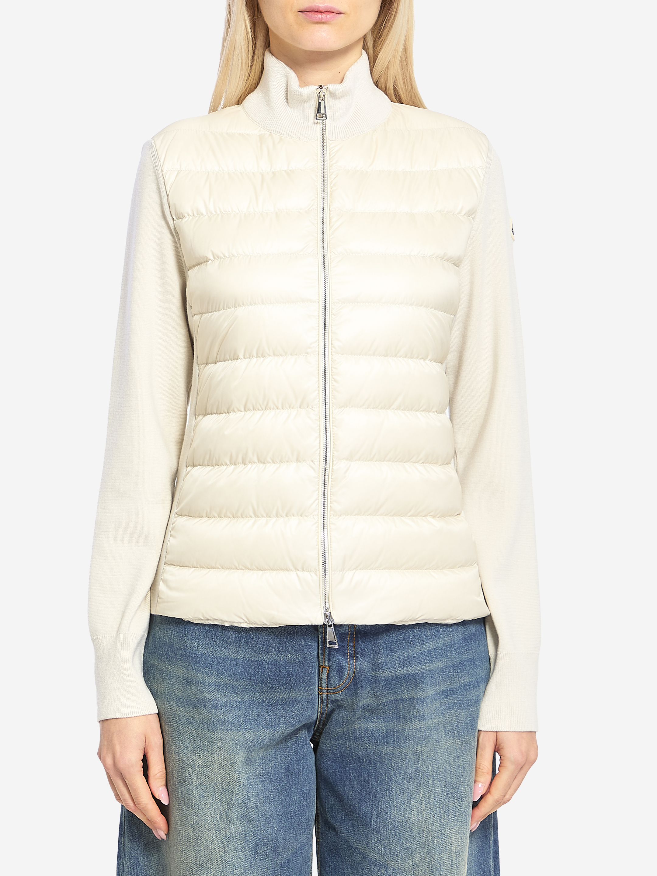 Padded wool cardigan with zip