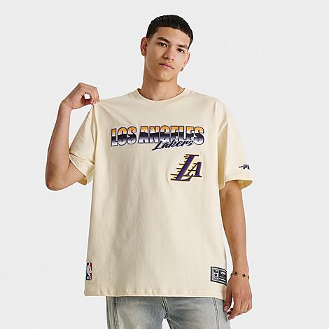Pro Standard Men's Los Angeles Lakers NBA Chrome Graphic T-Shirt in Cream/Gold Size: Small