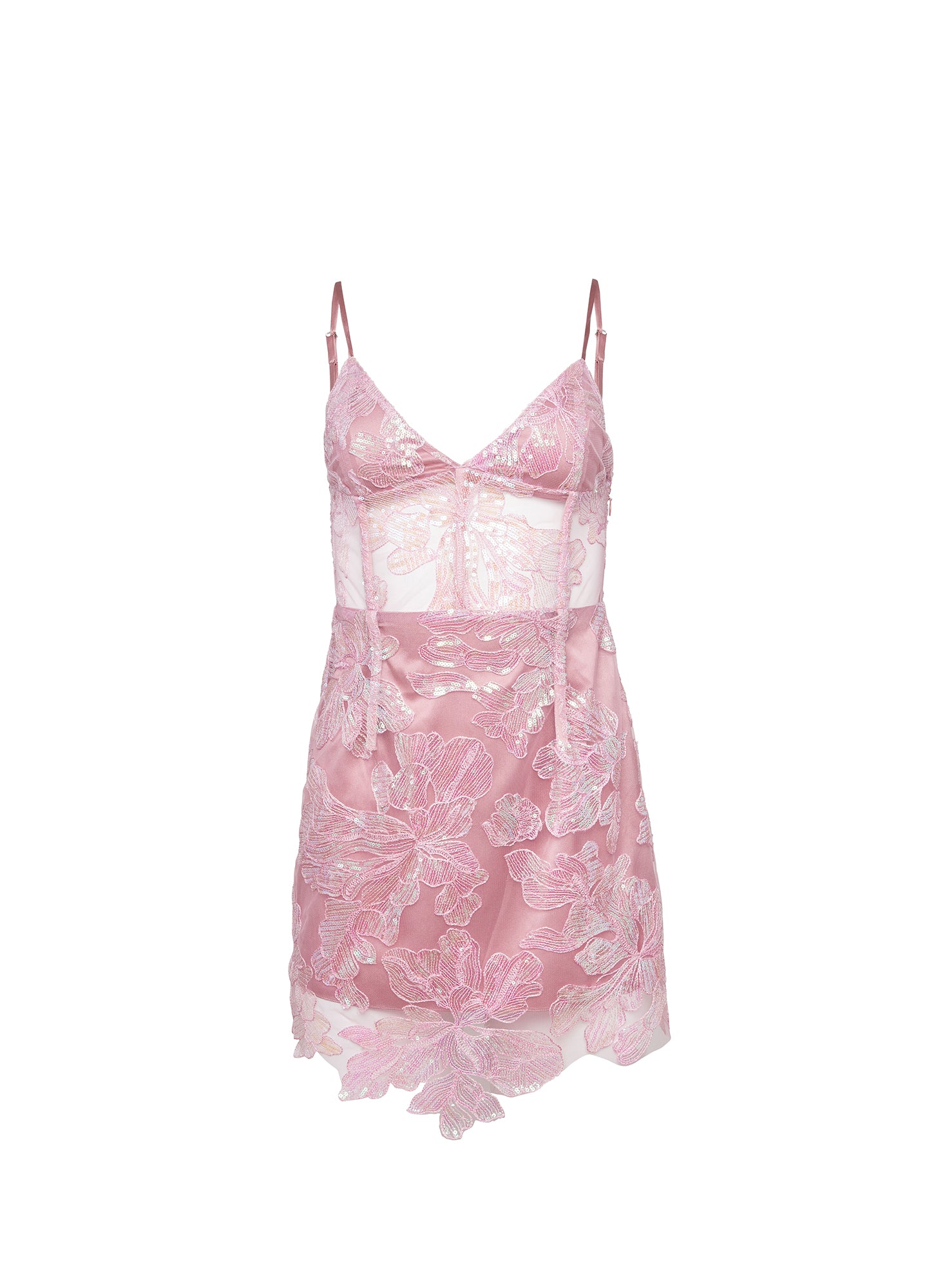 Fleur du Mal Sequin Floral Embroidered Mini Dress