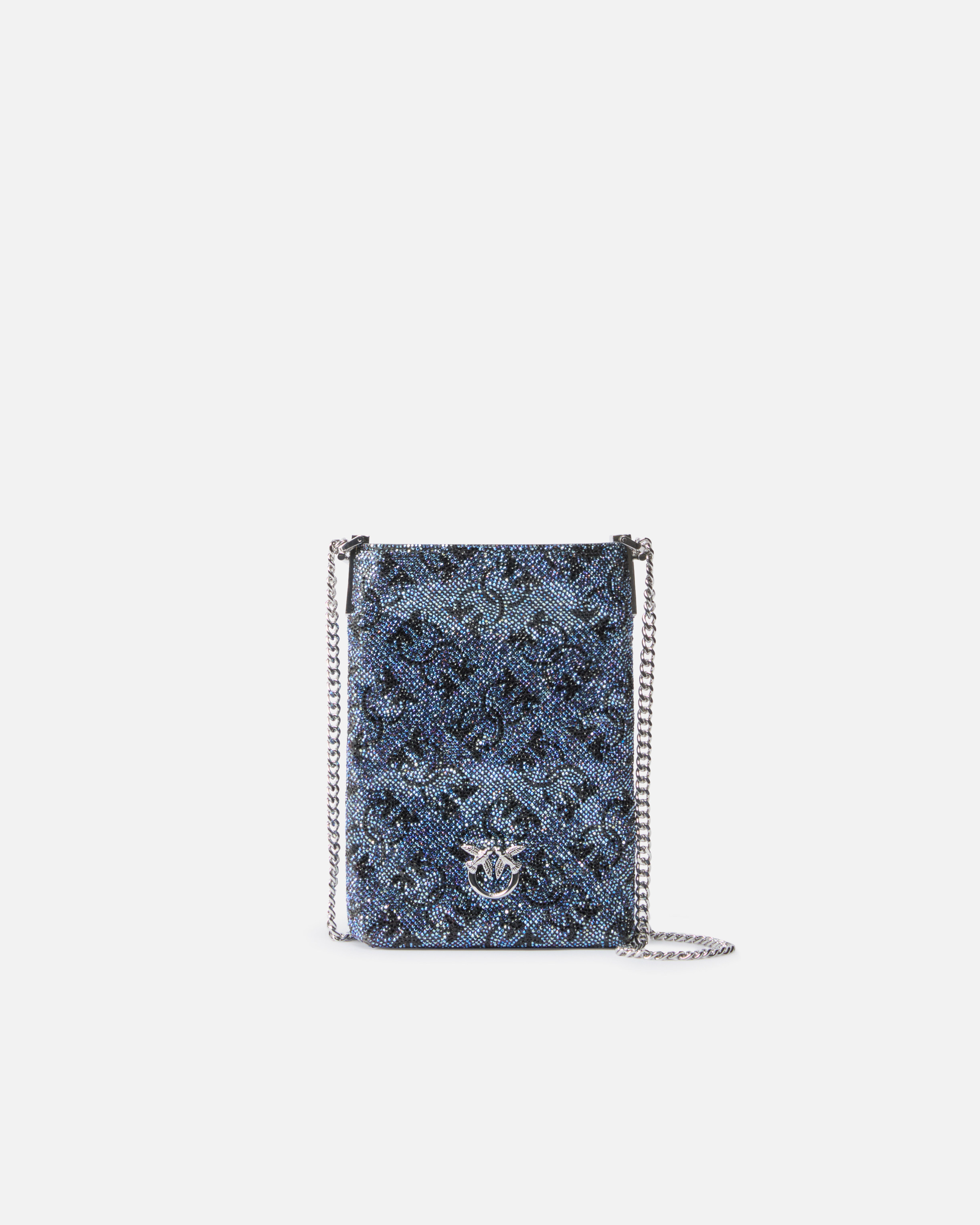Pinko, Smartphone case with rhinestone monogram, Argent-nickel brillant, U