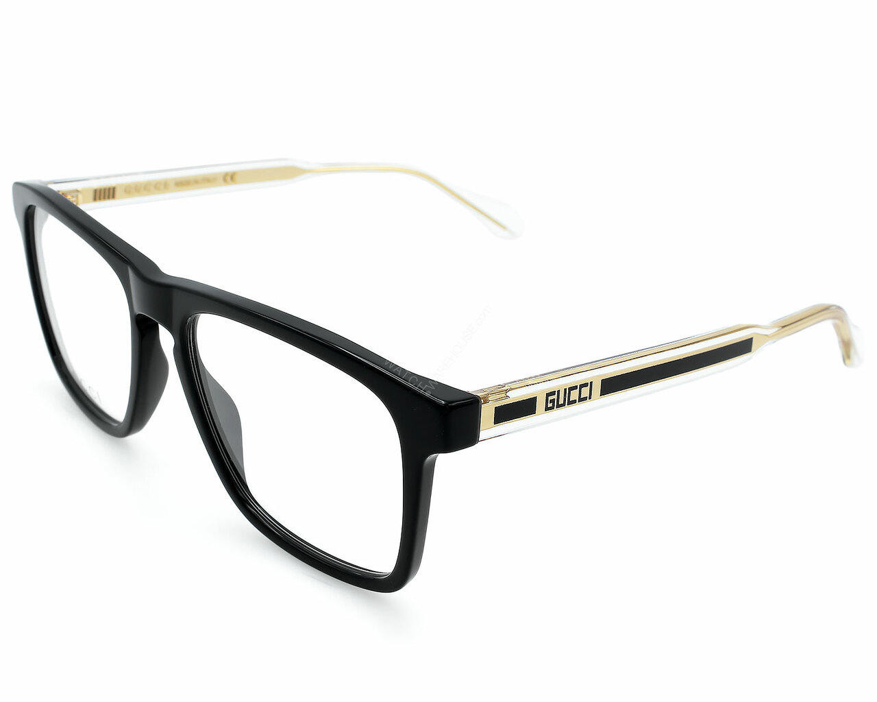 GUCCI Square Full Rim Black Crystal Clear Lens 54-17-145MM Men's Eyewear GG0561O 001