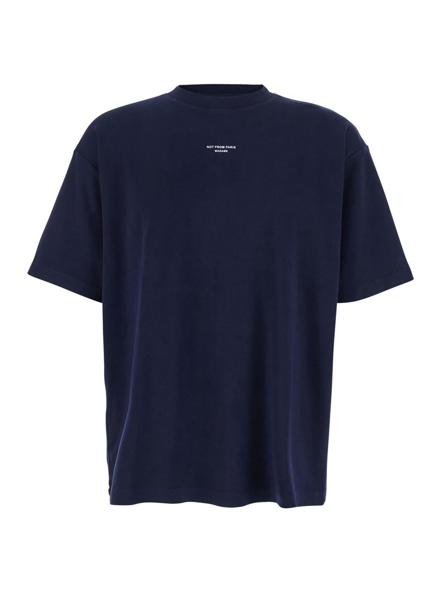 'Le T-Shirt Slogan Classique' Blue Crewneck T-Shirt With Slogan Print Detail On The Front In Cotton Man