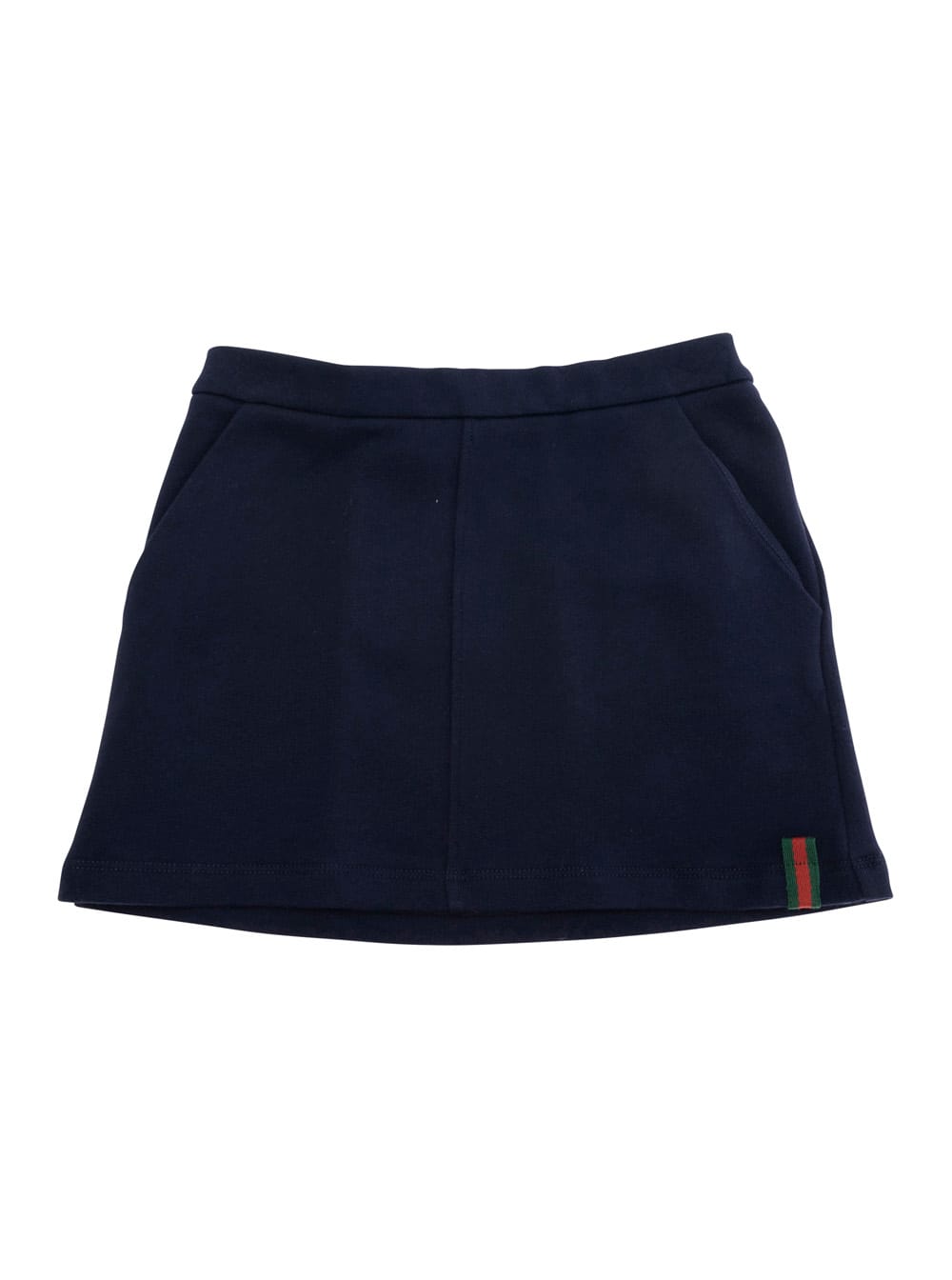 Gucci Blue Mini Skirt With Web Detail On Hem In Cotton Girls