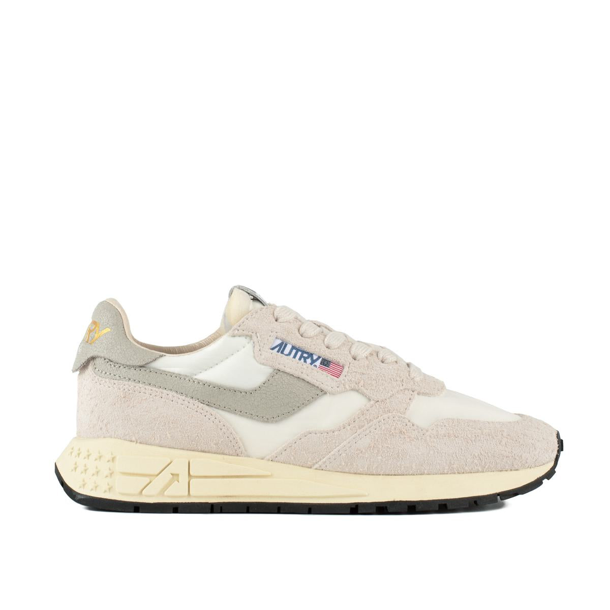 Autry Beige Nylon And Suede Reelwind Low Sneakers