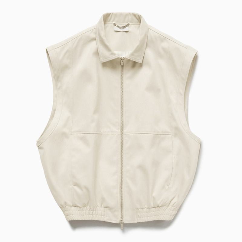 1989 Studio Light Cream Gabardine Zip Up Vest