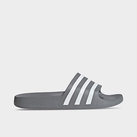 adidas Men's adilette Aqua Slide Sandals in Grey/White/Grey Size: 5