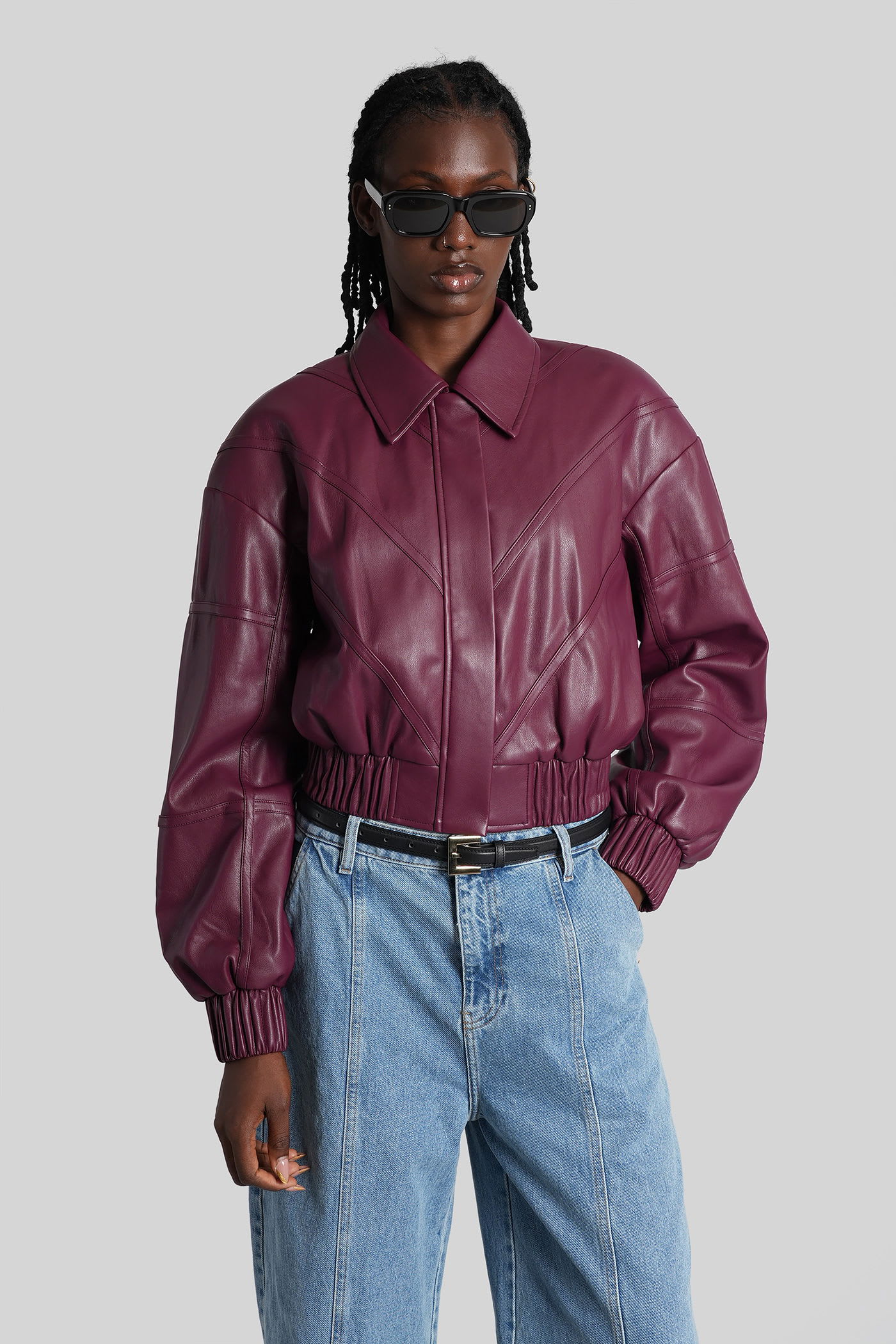 Rotate by Birger Christensen Bomber Jacket In Bordeaux Polyester