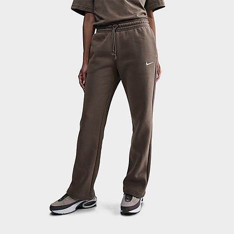 Nike Women's Sportswear Phoenix Fleece Open Hem Pants in MINK BROWN/SAIL Size: XS