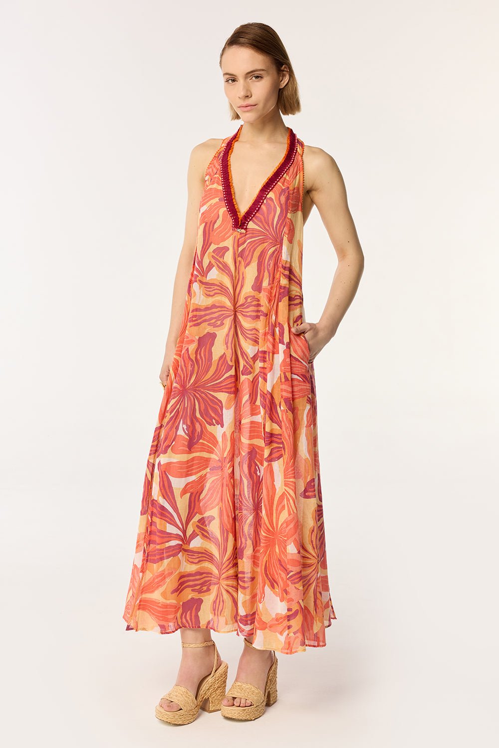 Long Dress Nava - Red Seaweed