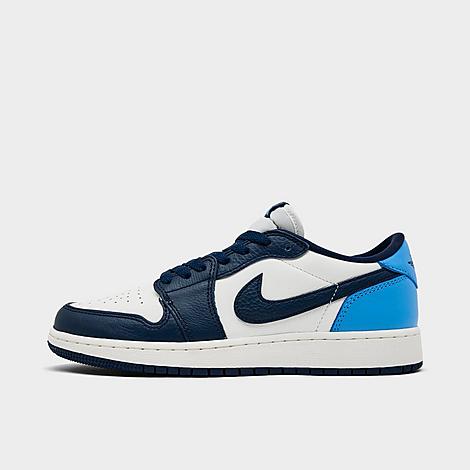 Jordan Big Kids Air Retro 1 Low OG Casual Shoes in Obsidian/University Blue/Sail Size: 4
