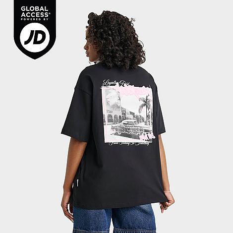 Hoodrich Women's Urban Boyfriend T-Shirt in Black/Pink Size: XS