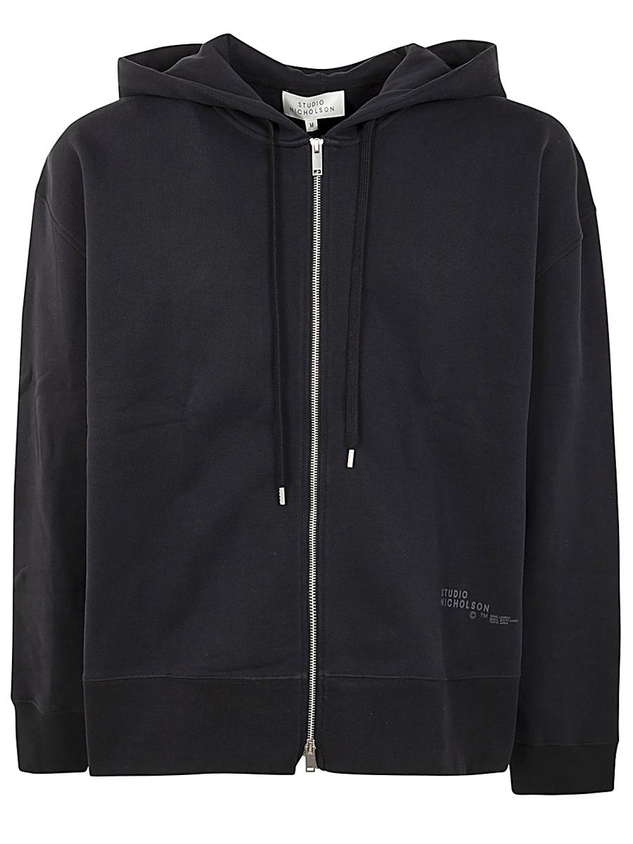 Studio Nicholson Fleece Back Zip Through Hoodie With Logo Clothing