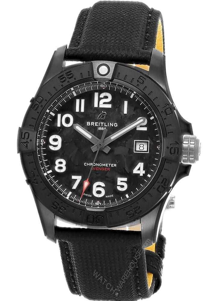 BREITLING Avenger Automatic Night Mission 42MM Black Leather Men's Watch S17328101B1X1