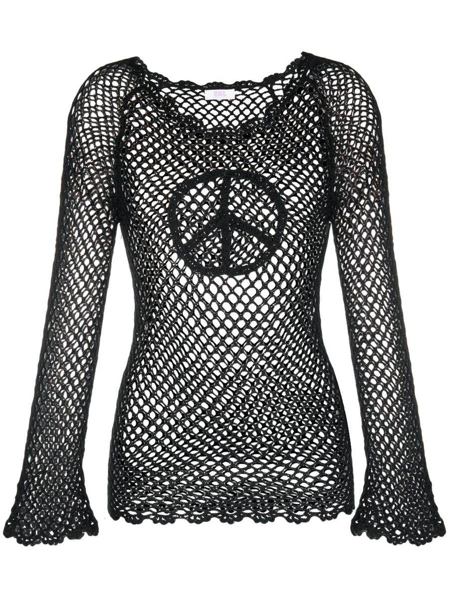 Erl Womens Hand Crochet Peace Top Knit Clothing