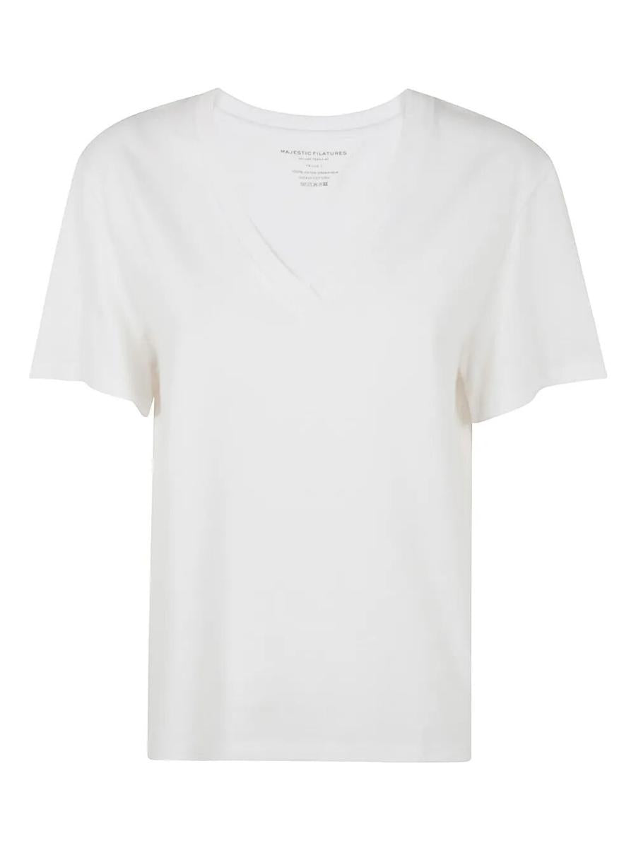 Majestic Filatures Short Sleeves V Neck Sweater Clothing