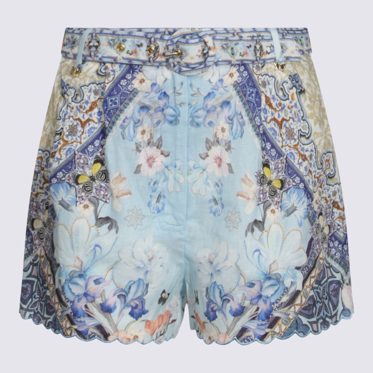 Camilla Blue Silk Shorts