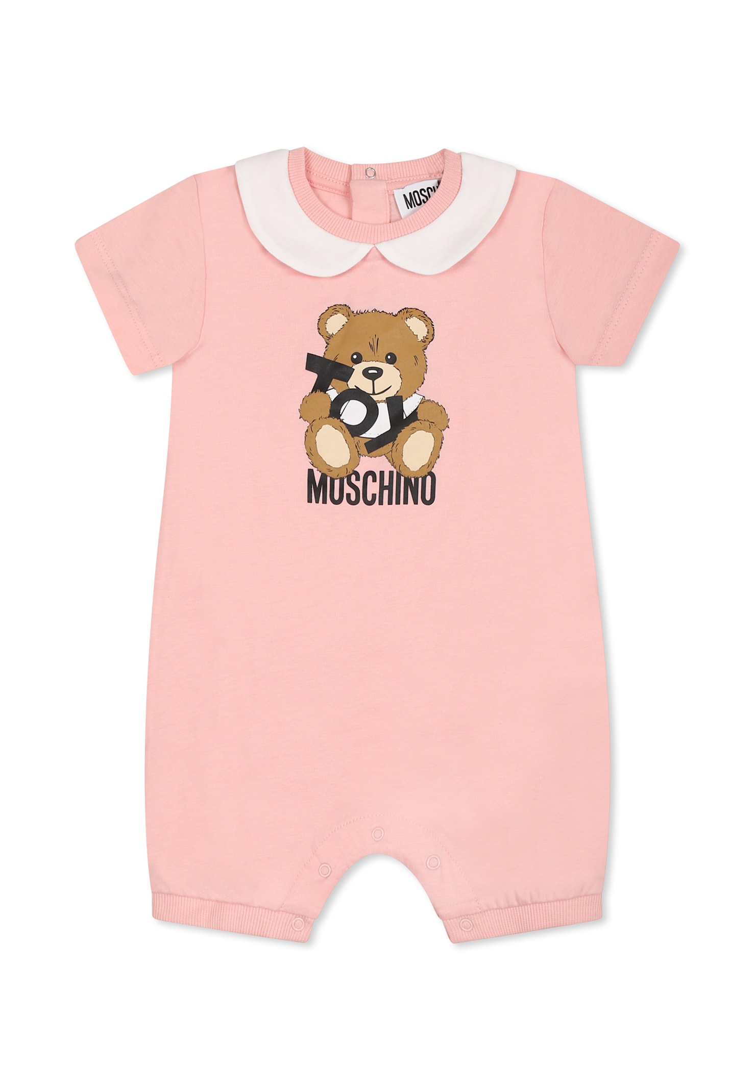 Moschino Pink Romper For Baby Girl With Teddy Bear