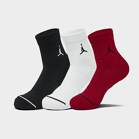 Jordan Everyday Ankle Socks (3-Pack) in RED/WHT/BLK Size: Medium
