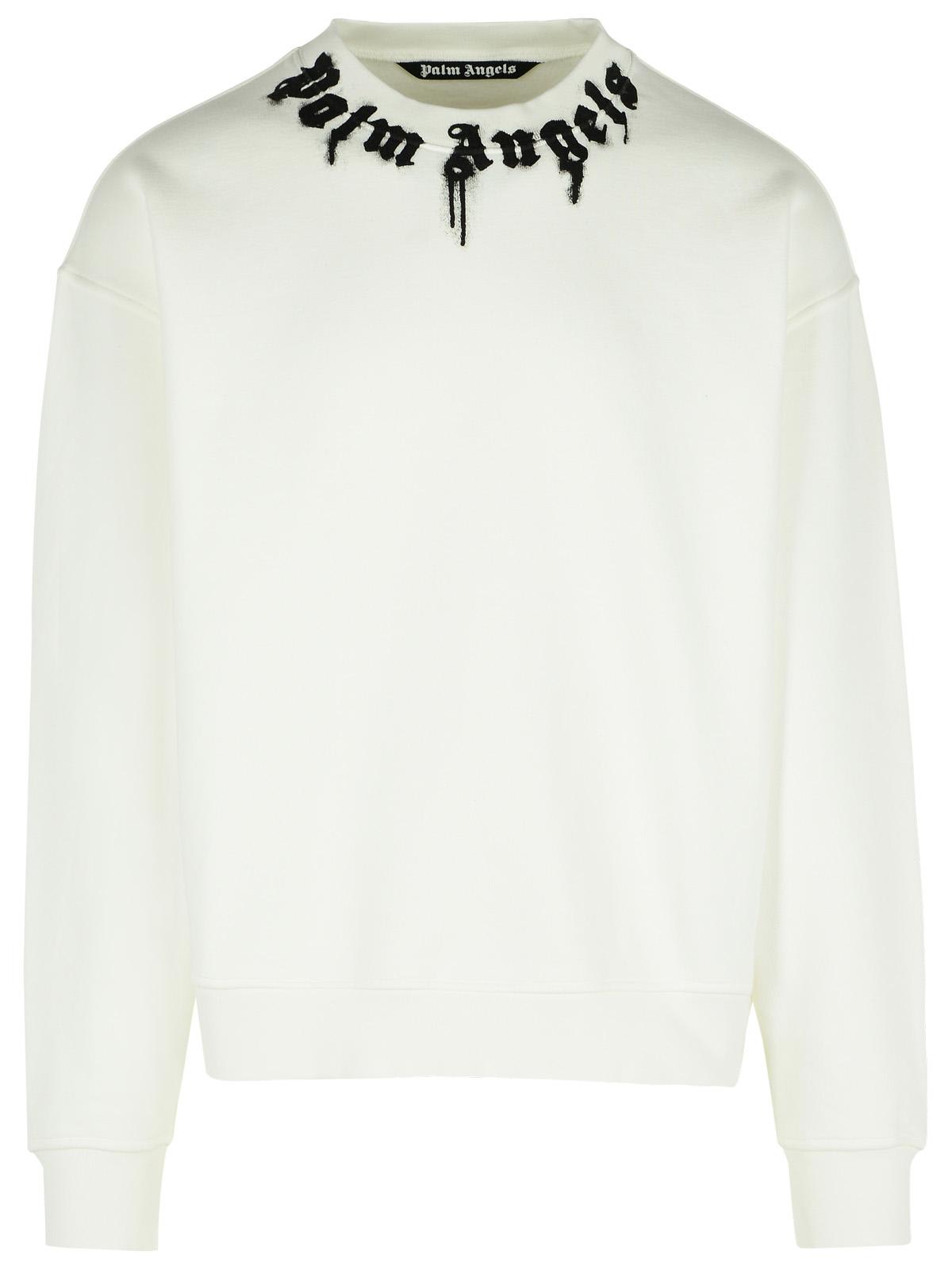 Palm Angels White Cotton Sweatshirt