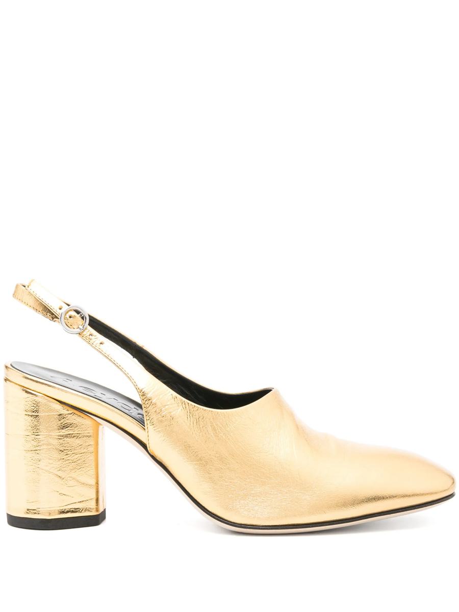 Aeyde Jamila Crackle Laminated Calf Leather Gold Shoes