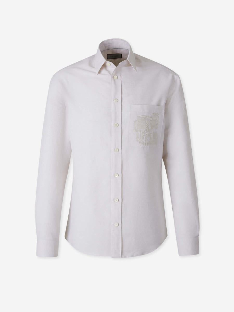 Canali Embroidered Linen Shirt