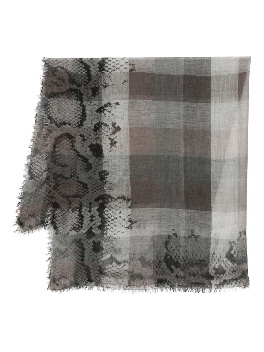 Faliero Sarti Grey 'Vittoriana' Scarf In Wool And Cashmere