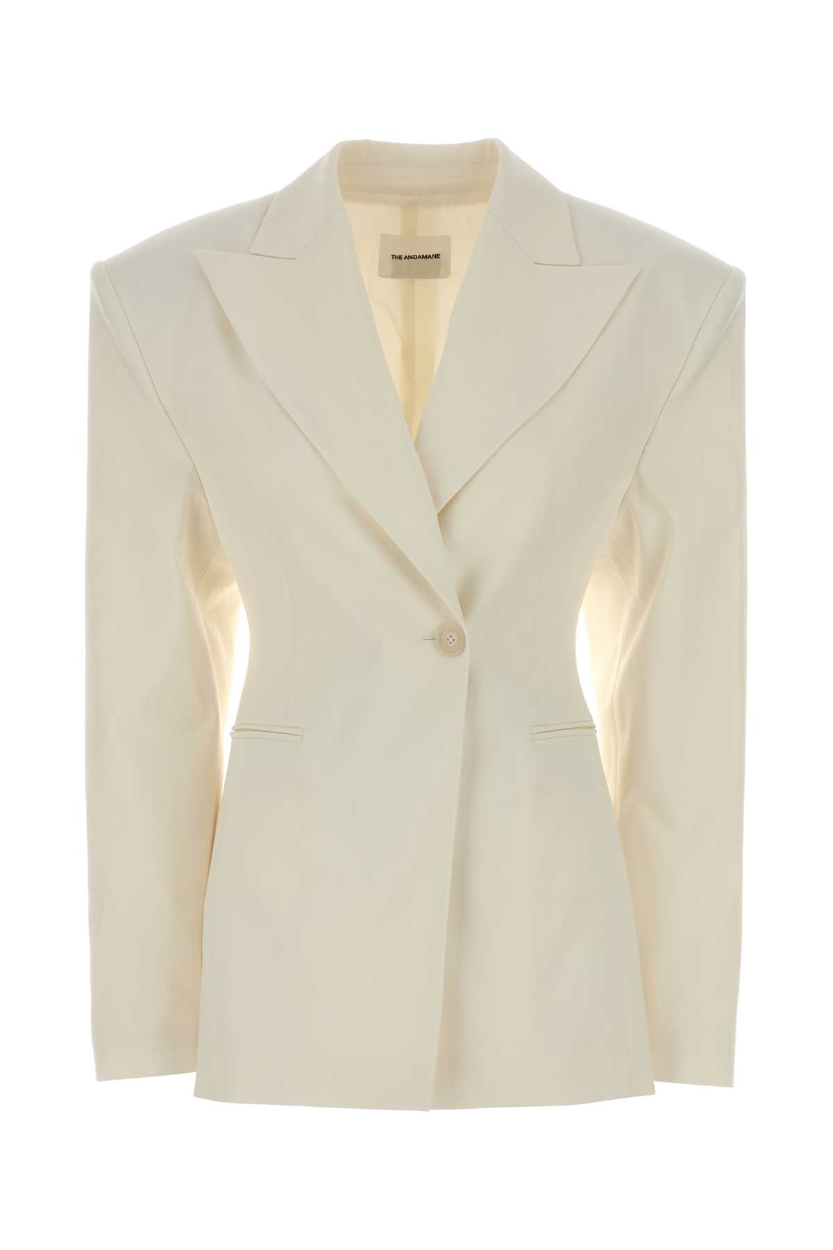 The Andamane White Stretch Polyester Blend Blazer
