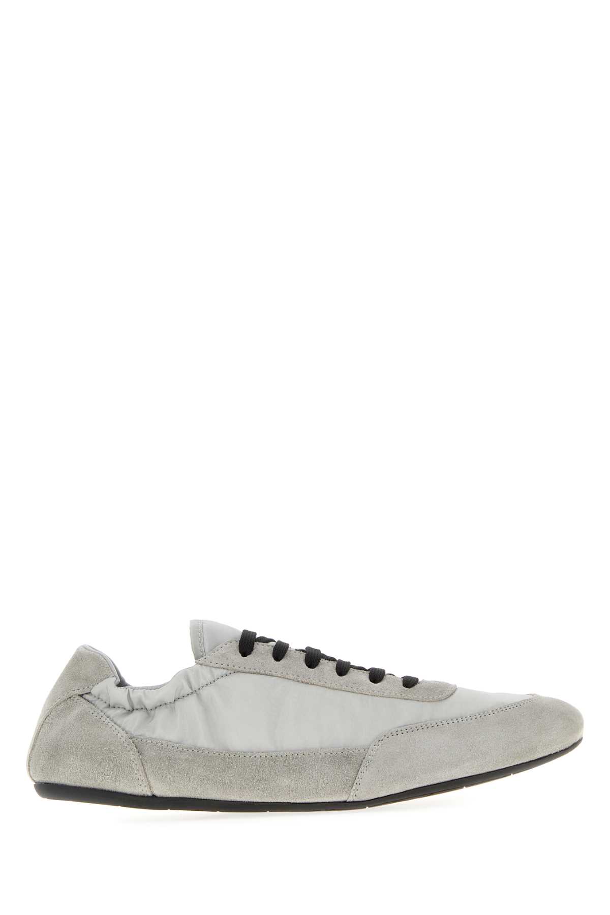 Prada Grey Re-nylon And Suede Collapse Sneakers