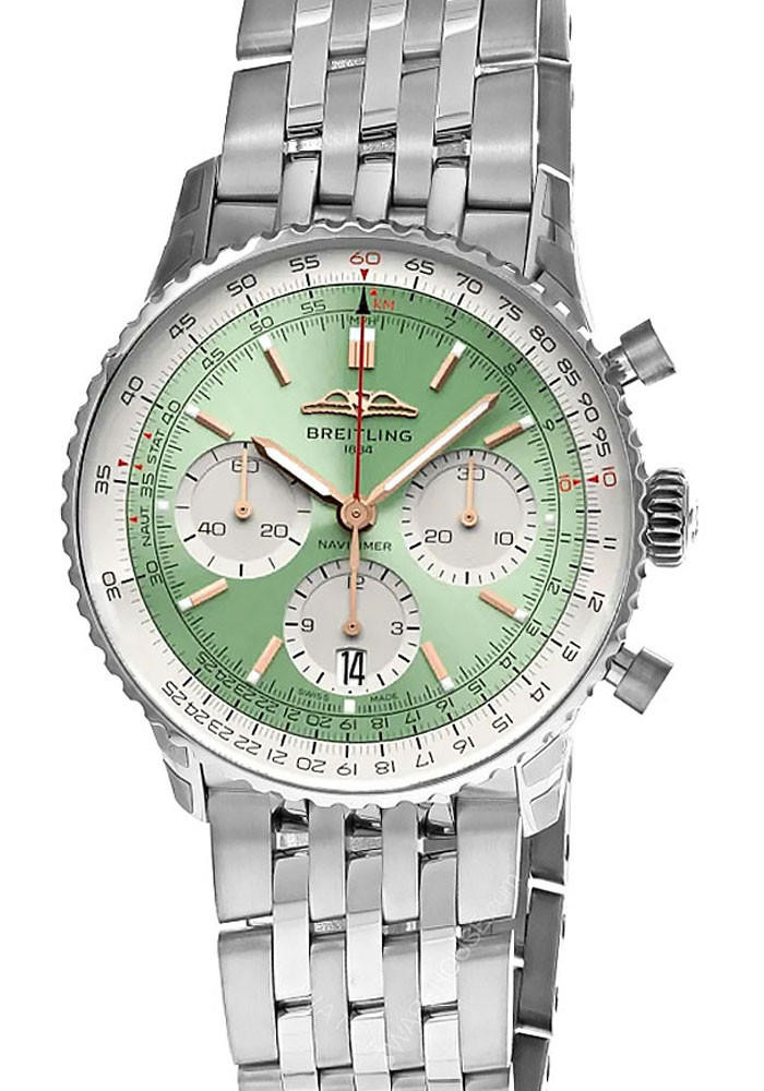 BREITLING Navitimer B01 41MM Mint Green Dial Men's Watch AB0139211L1A1