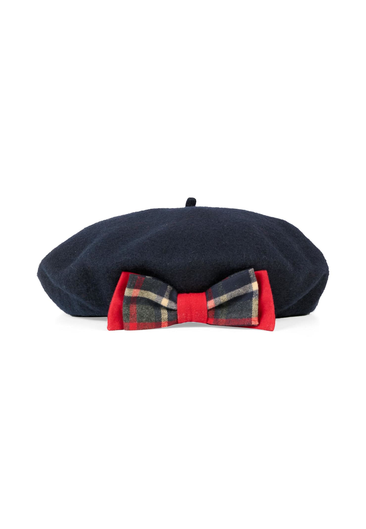 Patachou Blue Beret For Girl With Red Bow