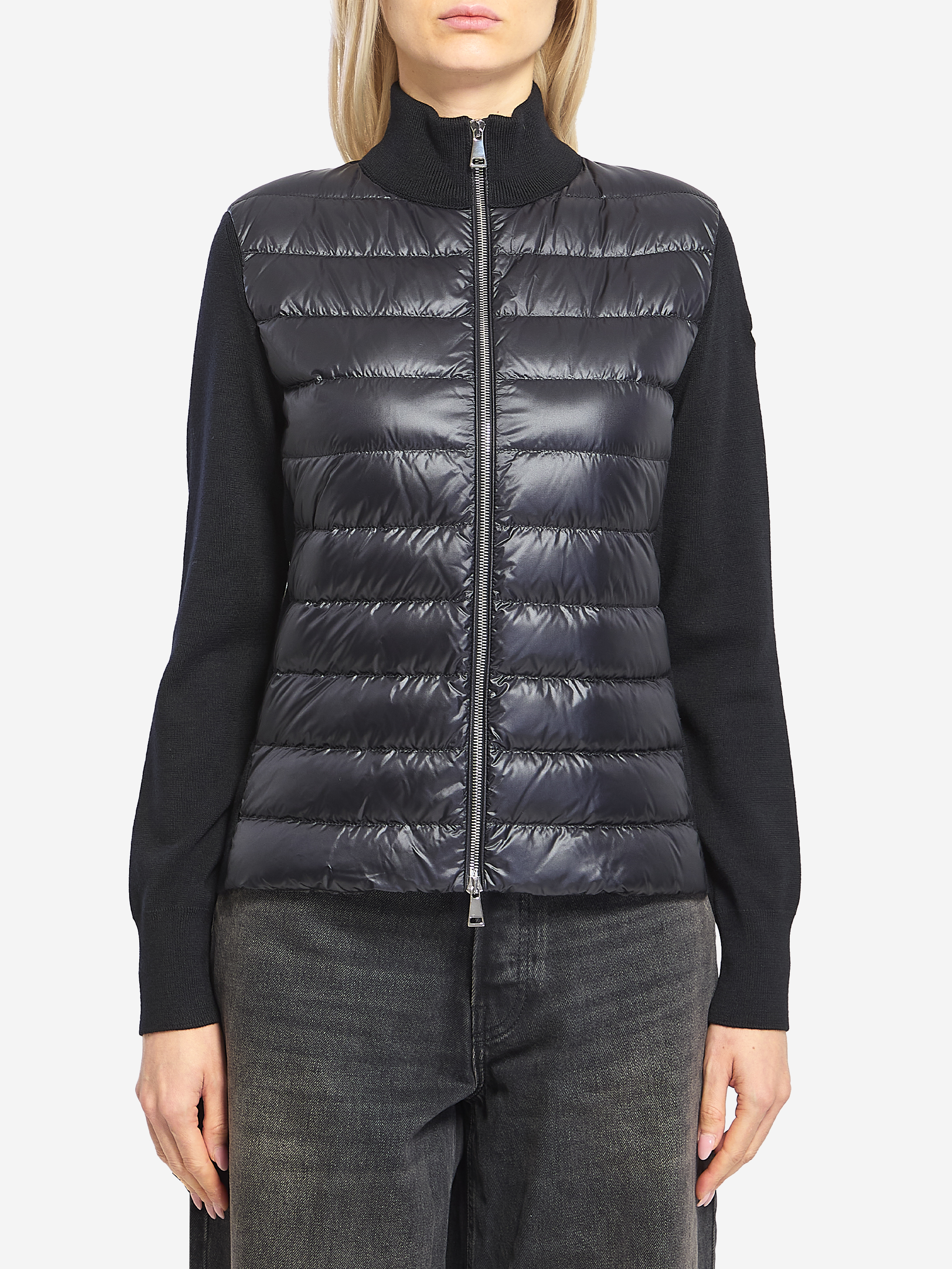 Padded wool cardigan with zip