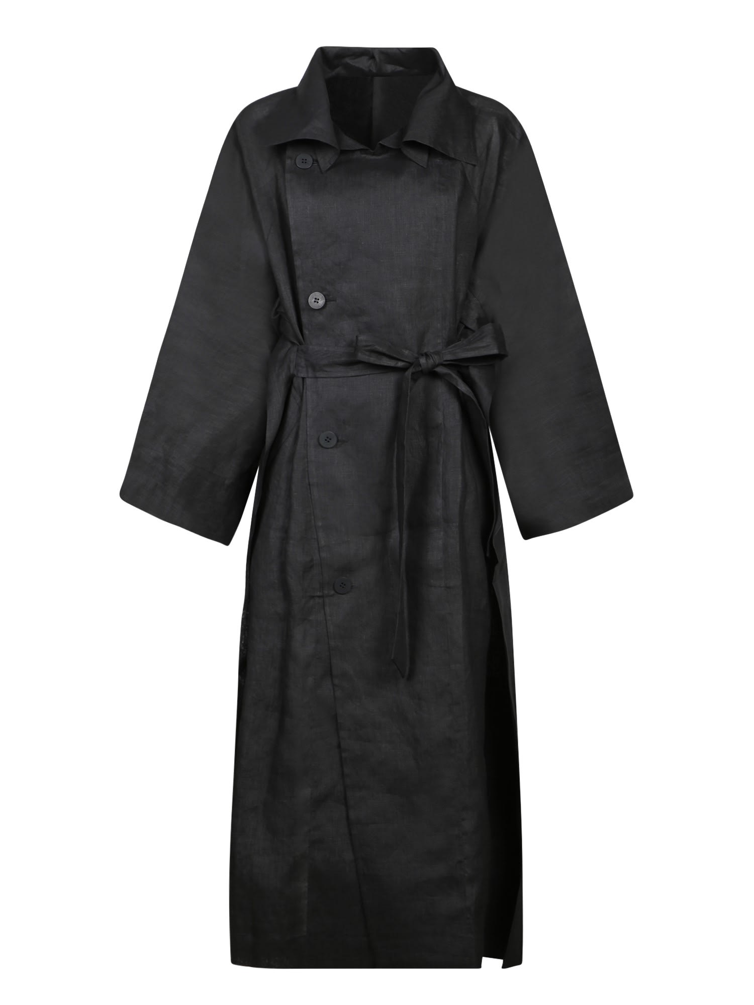Issey Miyake Oversized Hemp Black Trench