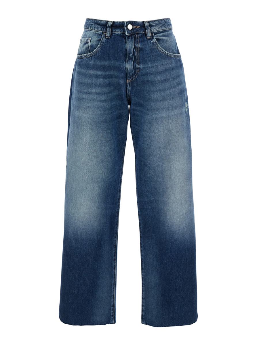 'Bea' Blue Jeans With Belt Loops And Logo Patch On The Rear In Denim Woman