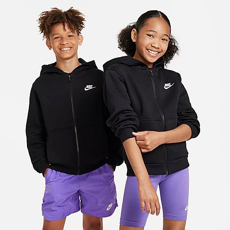 Nike Kids Sportswear Club Fleece Full-Zip Hoodie in Black/White Size: XS