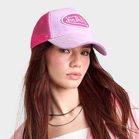 Von Dutch Velvet Trucker Hat in Pink/Purple