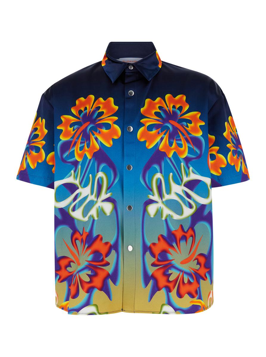 Multicolor Shirt With Short Sleeves In Cotton Blend Man