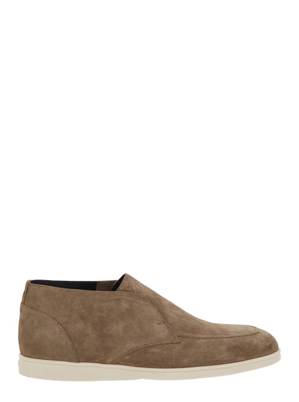 Doucal's Beige Lace-up Shoes With Tone-on-tone Stitching In Suede Man