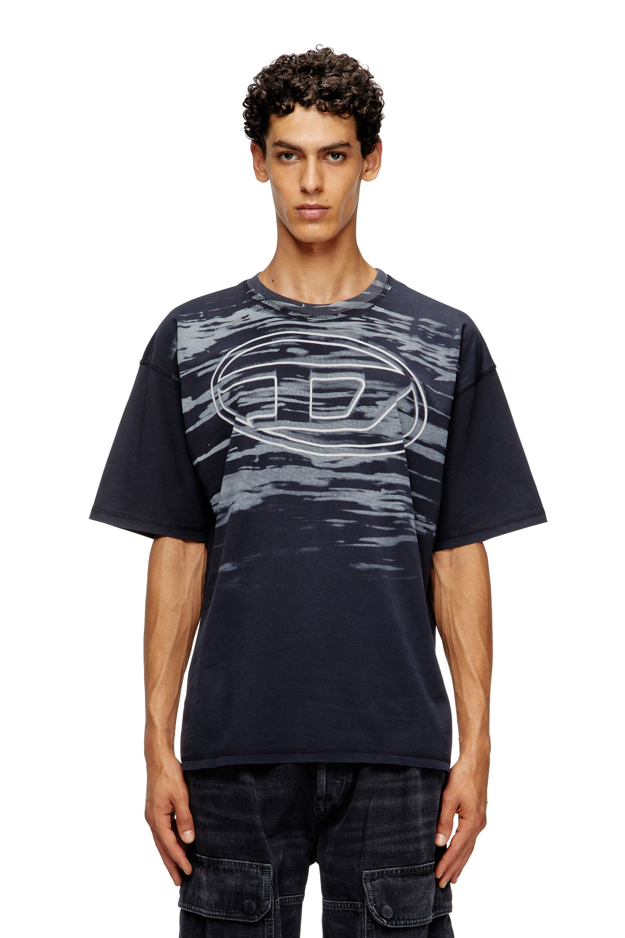 Diesel - Cotton T-shirt with Oval D print - T-Shirts - Man - Blue
