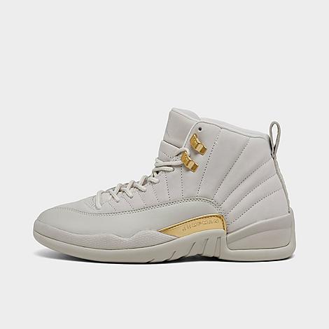 Jordan Women's Air 12 Retro Casual Shoes in Phantom/Metallic Gold/White Size: 5