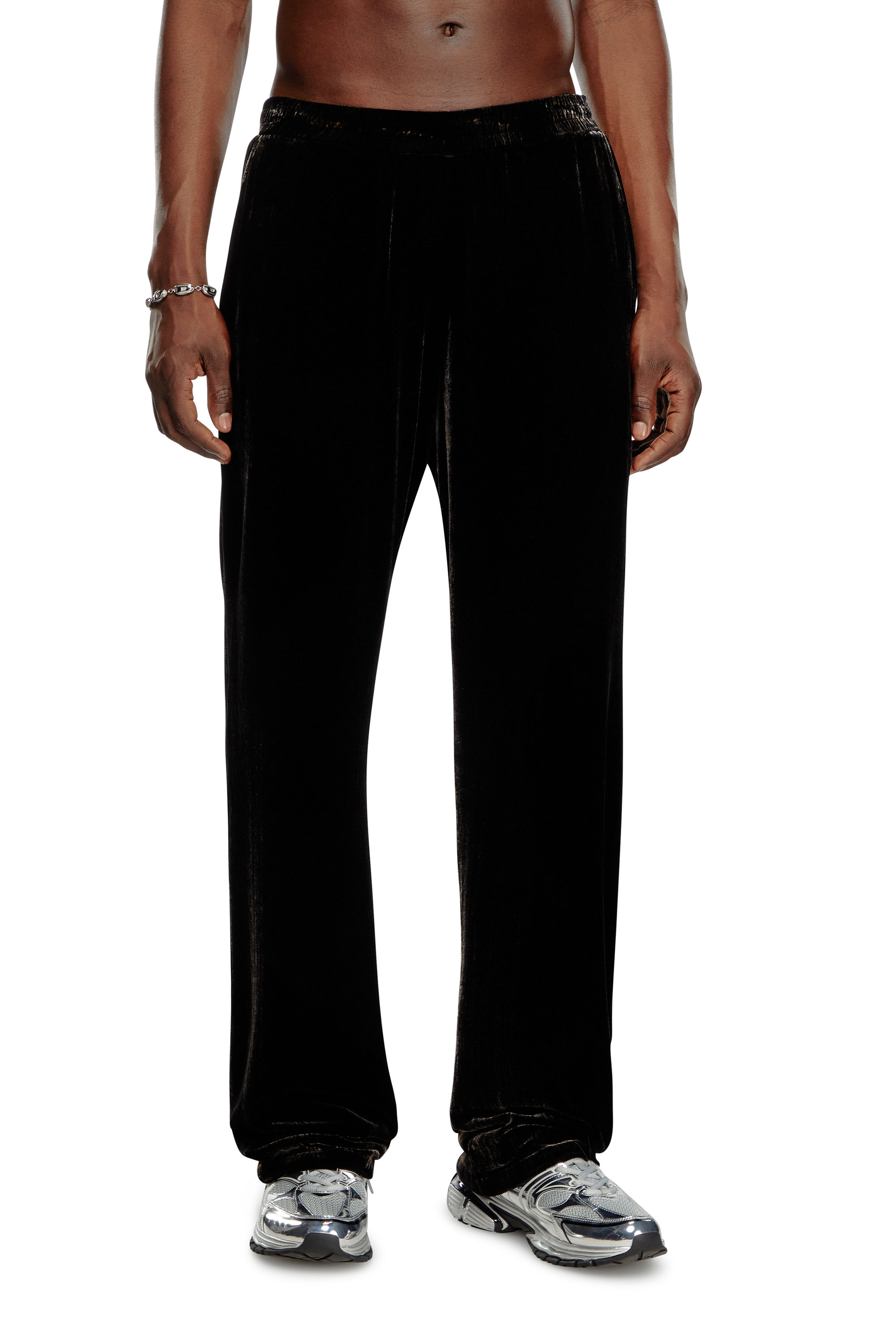 Diesel - Track pants in treated velvet - Pants - Man - Black